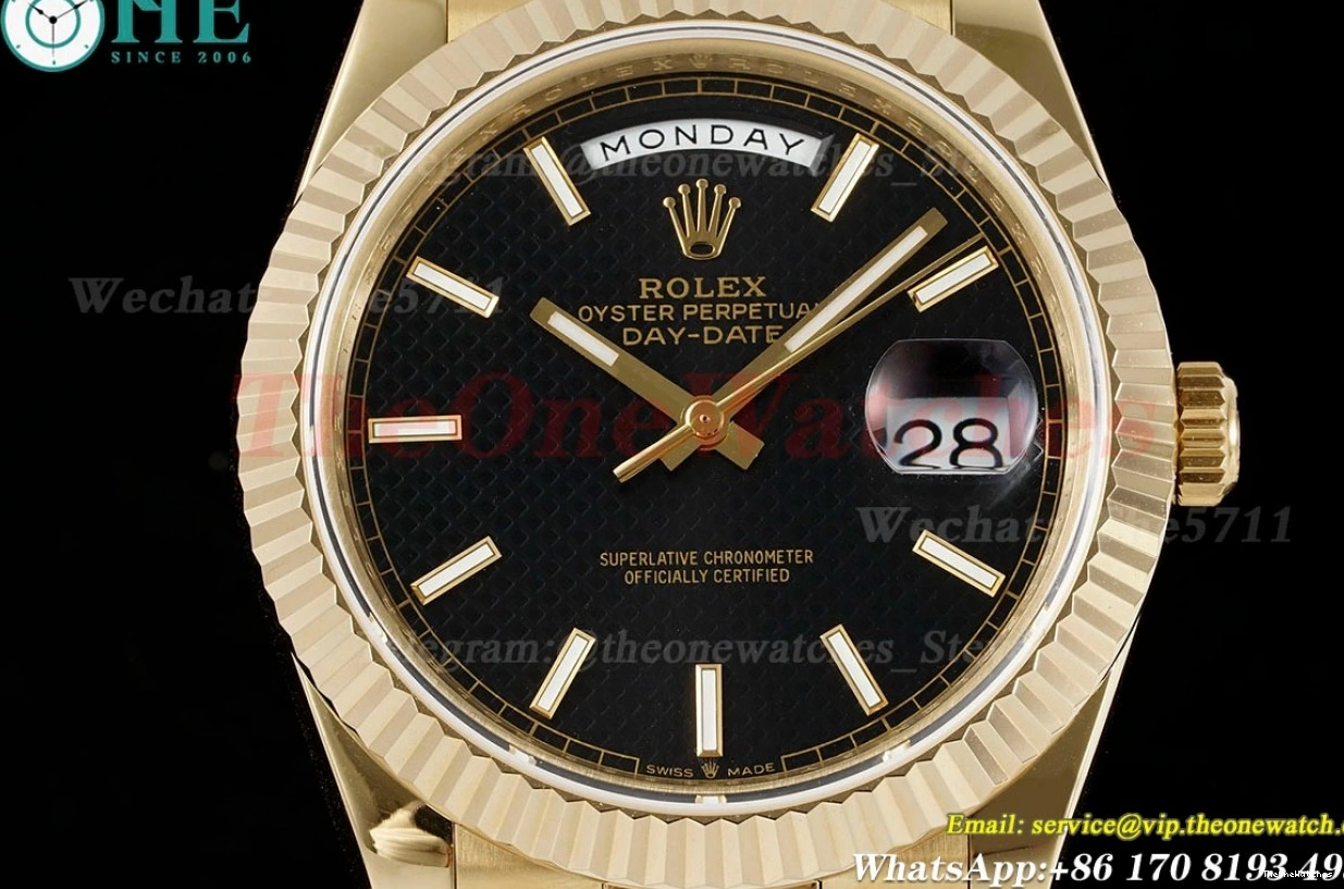 JDF (Gain Black 228238 YG DayDate VR3255 Dial V4 Textured 40mm YG Weight) 1204